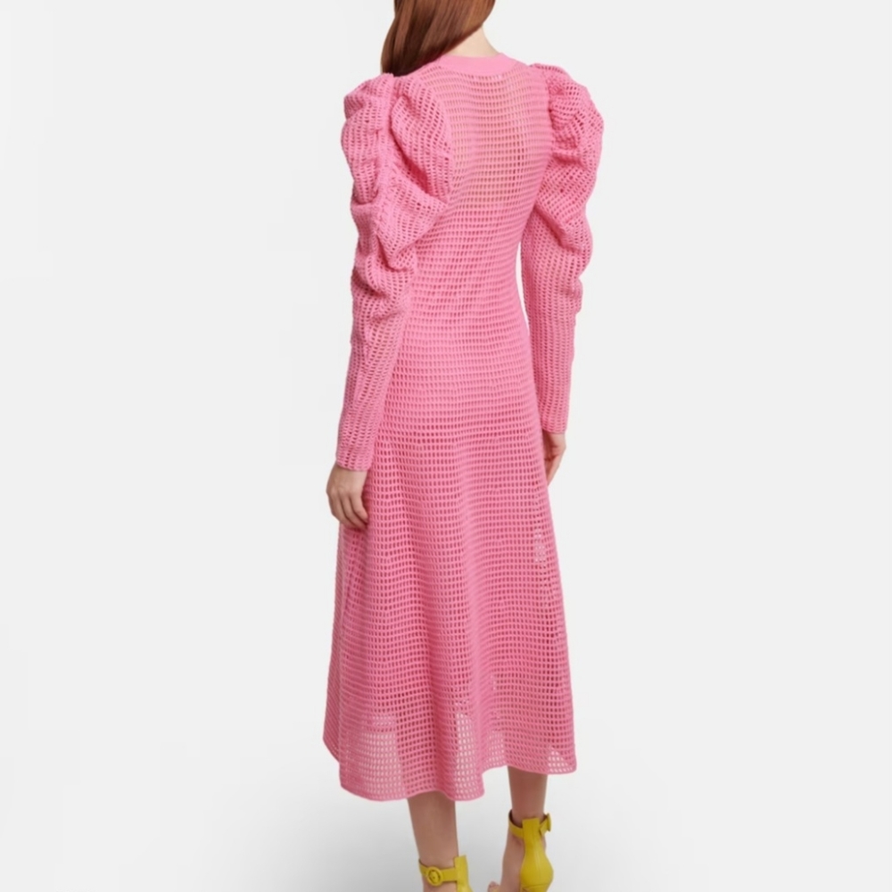 Ulla Johnson Marlena open-knit midi dress pink